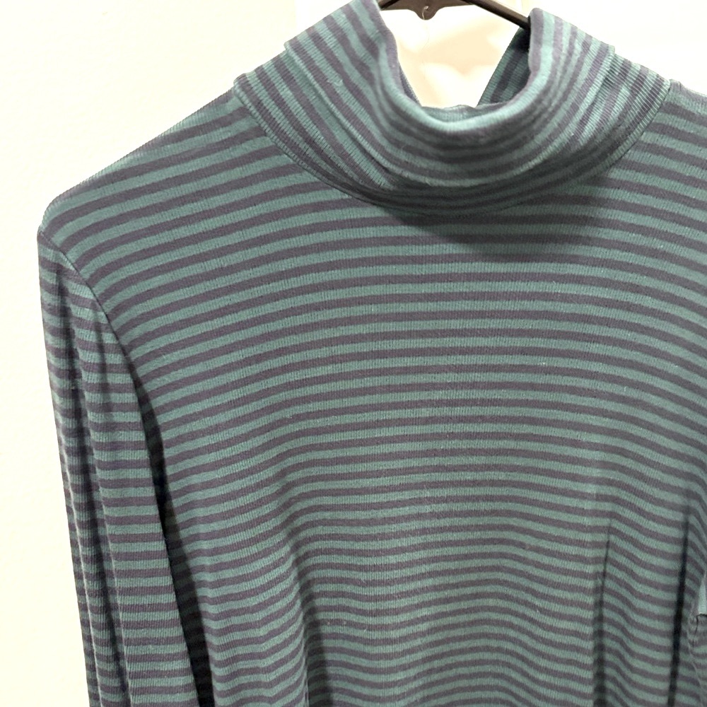 NWT [Levi's] Green Striped Ribbed Long-Sleeve Everyday Turtleneck Womens Plus 2X - Picture 5 of 8